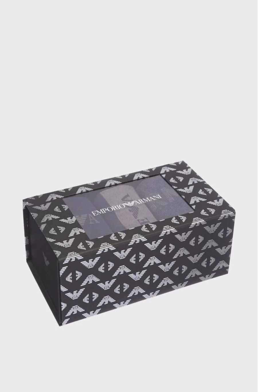EMPORIO ARMANI Men's Jacquard Logo Gift Socks - Luxury Three-Pack