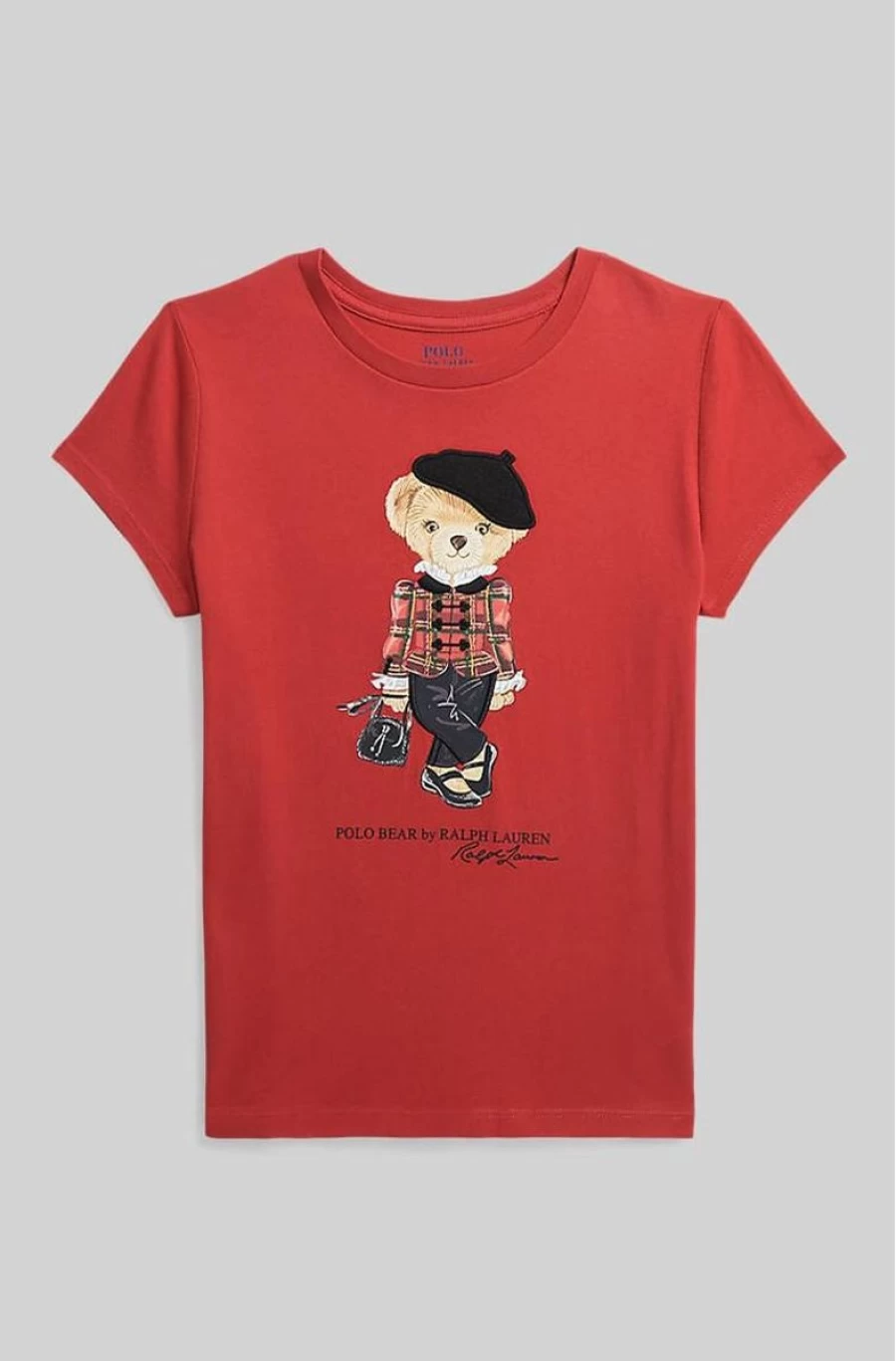 RALPH LAUREN Girls' Polo Bear Cotton Jersey Tee - Soft Casual Short Sleeve T-Shirt