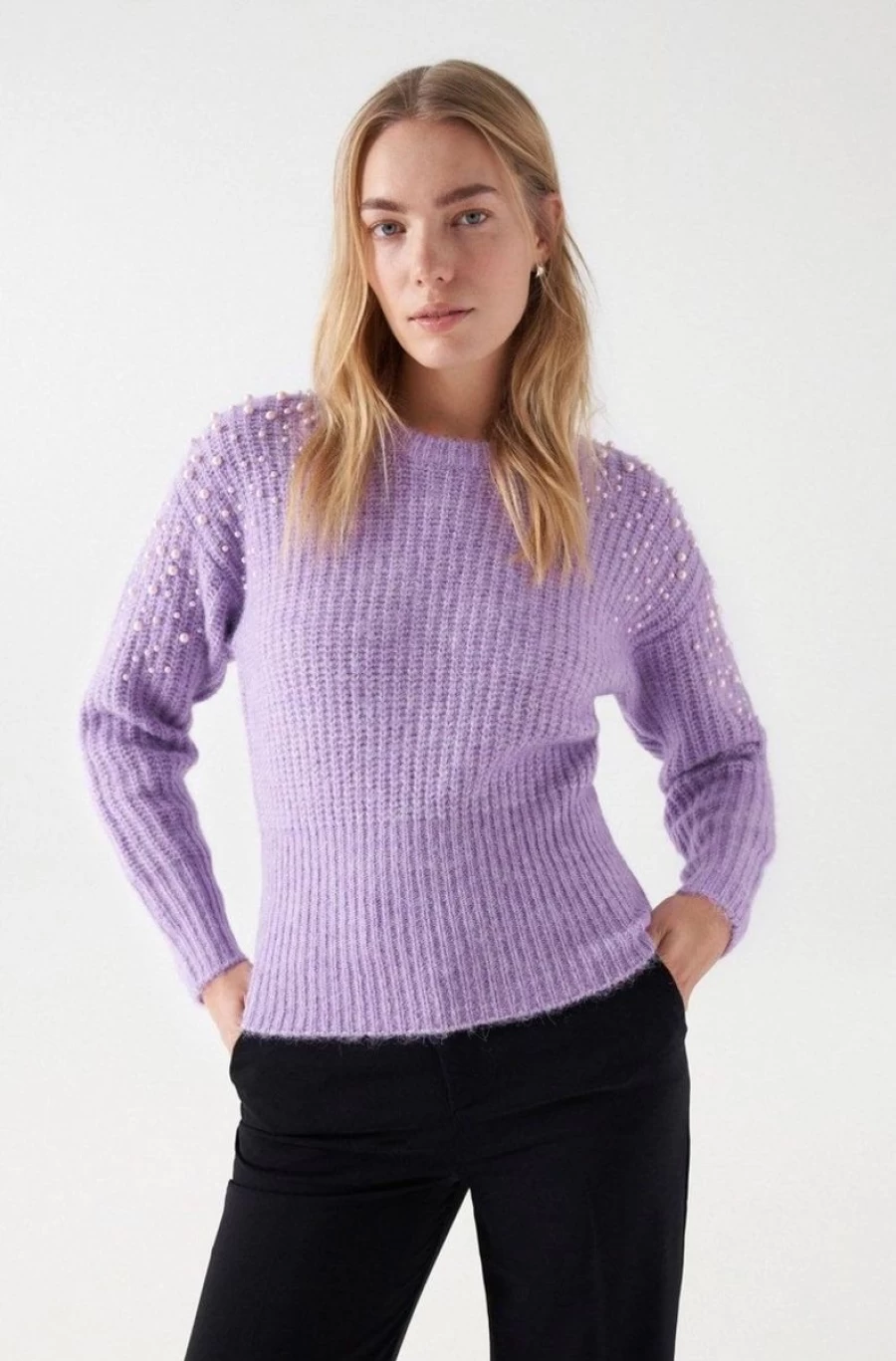"SALSA JEANS Women's Chunky Knit Wool Jumper - Cozy Winter Sweater"