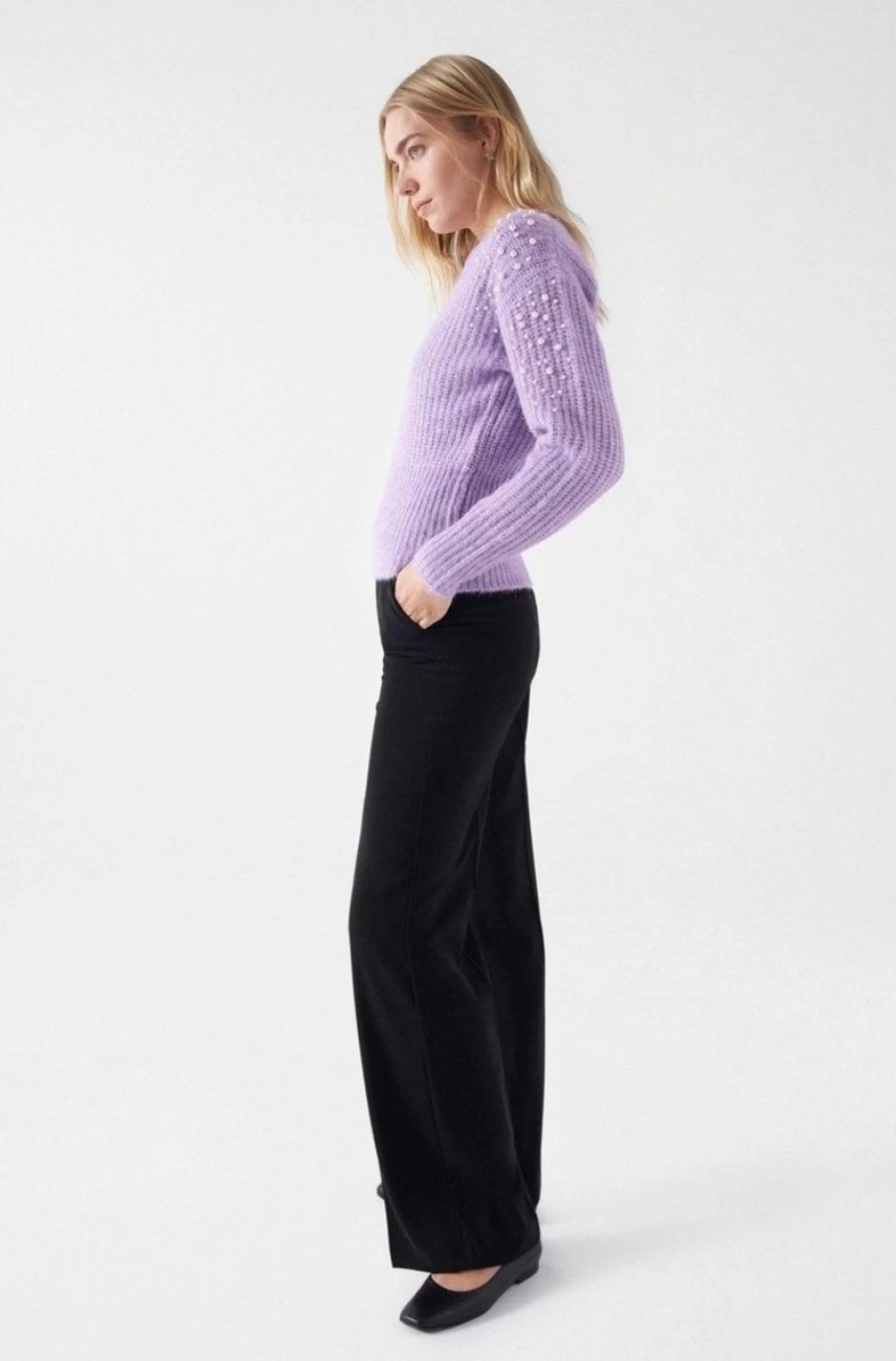 "SALSA JEANS Women's Chunky Knit Wool Jumper - Cozy Winter Sweater"