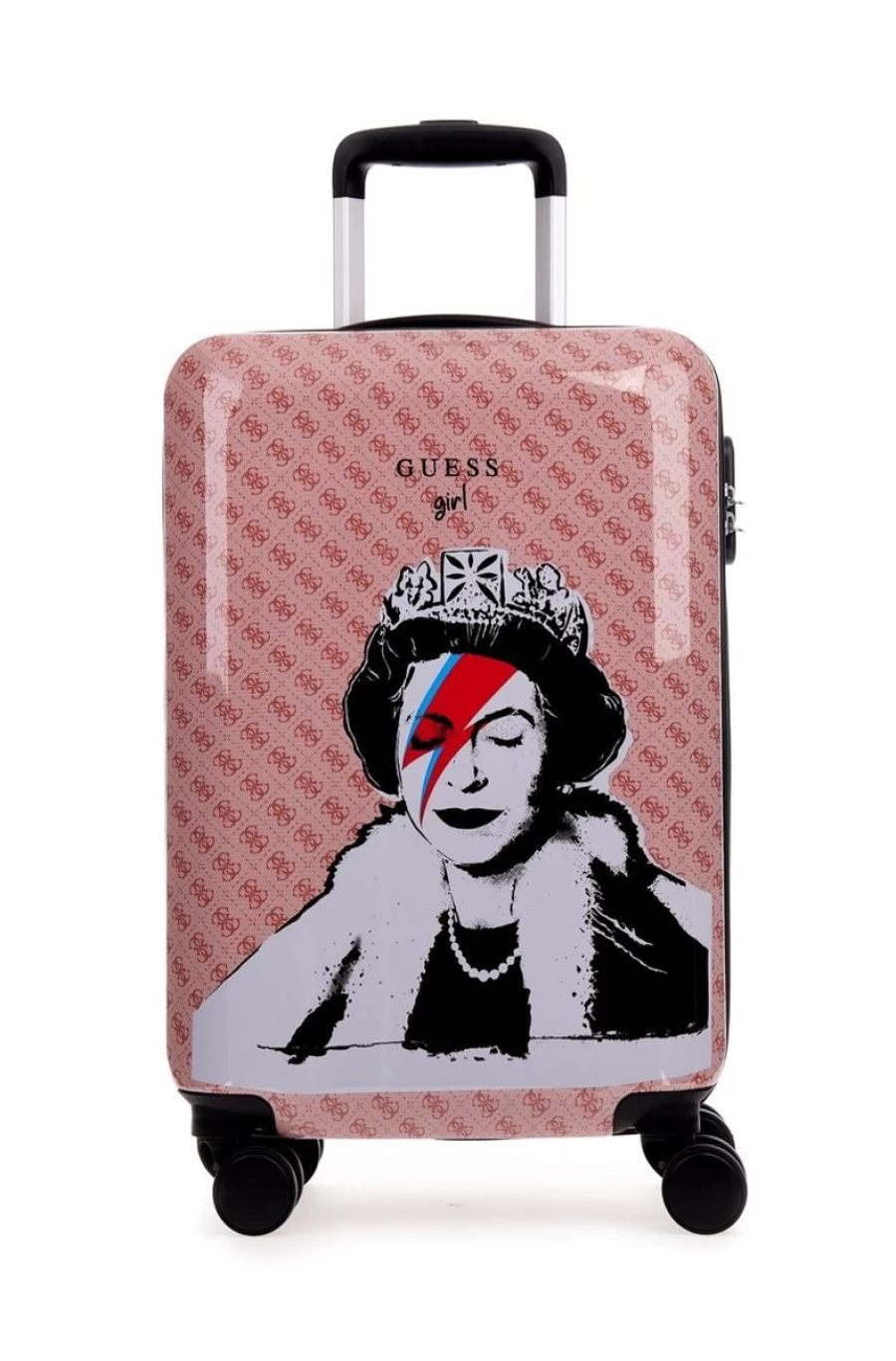 GUESS Girls' 4G Logo Rolling Trolley Bag for Travel and School