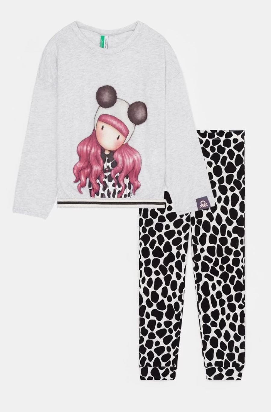Benetton Girls' Long Pyjamas with Gorjuss Print - Comfortable Sleepwear for Kids