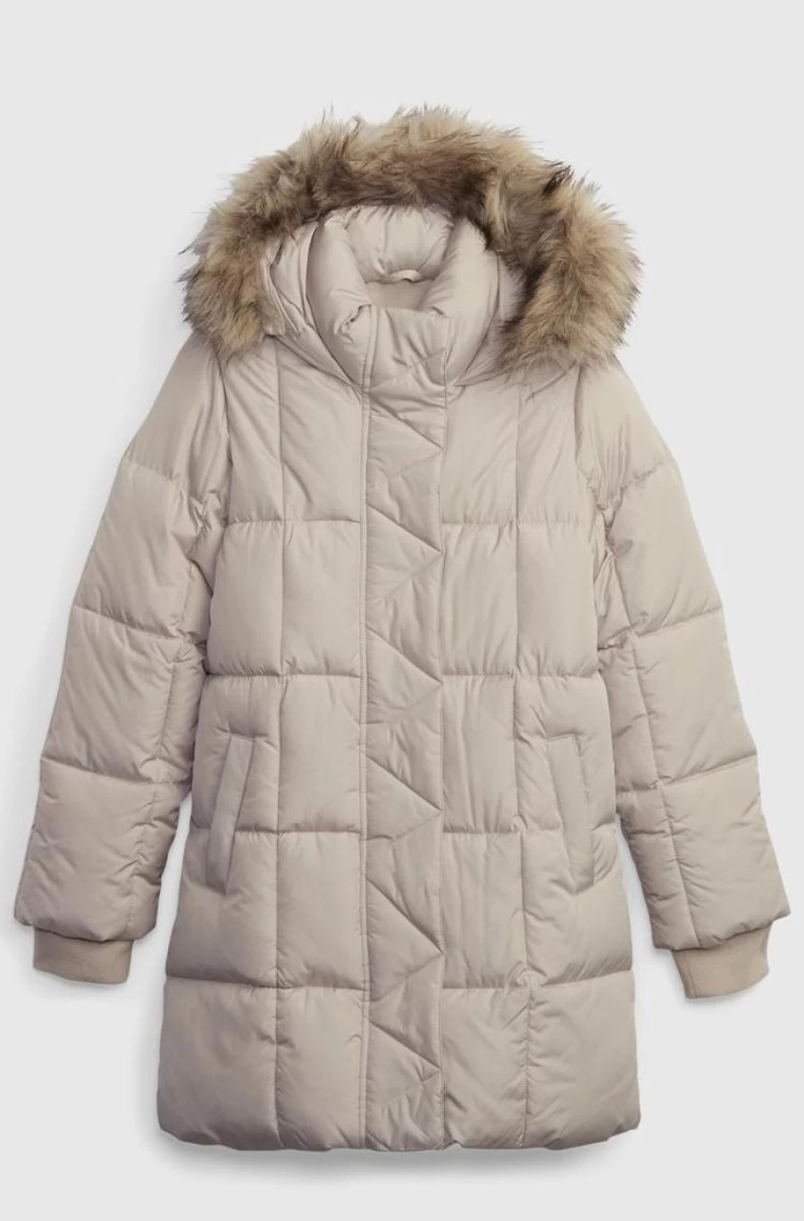 GAP Girls Beige Heavyweight Parka Jacket for Kids Winter Warm Coat