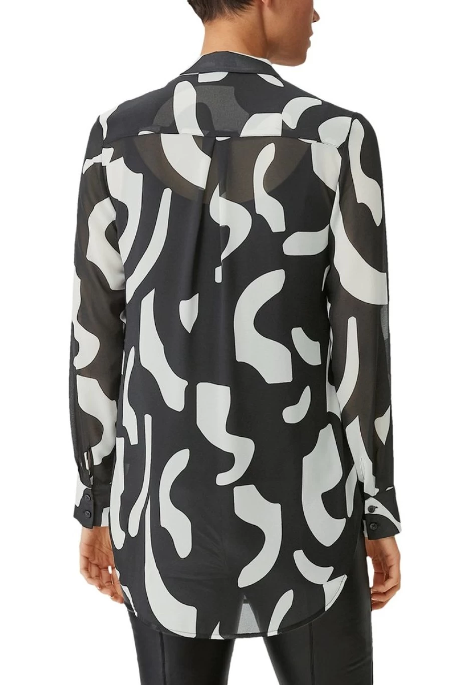 "COMMA Women's Stylish Blouse with Unique Pattern - Black & Blue Fashion Top"