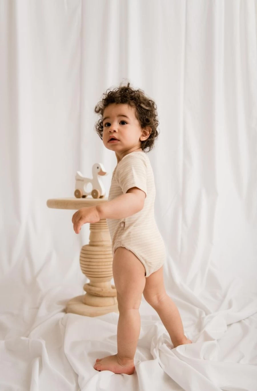 LUNILOU Boys' Organic Cotton Ribbed Short Sleeve Body Suit