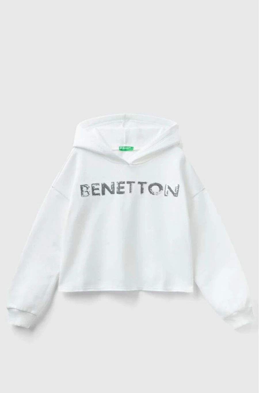 BENETTON Girls' Hoodie With Embroidered Logo Sequins - Stylish & Comfortable Pullover