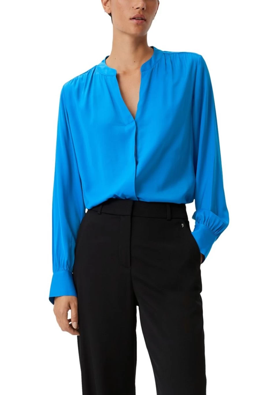 "COMMA Women's Blue Viscose Blend Blouse"