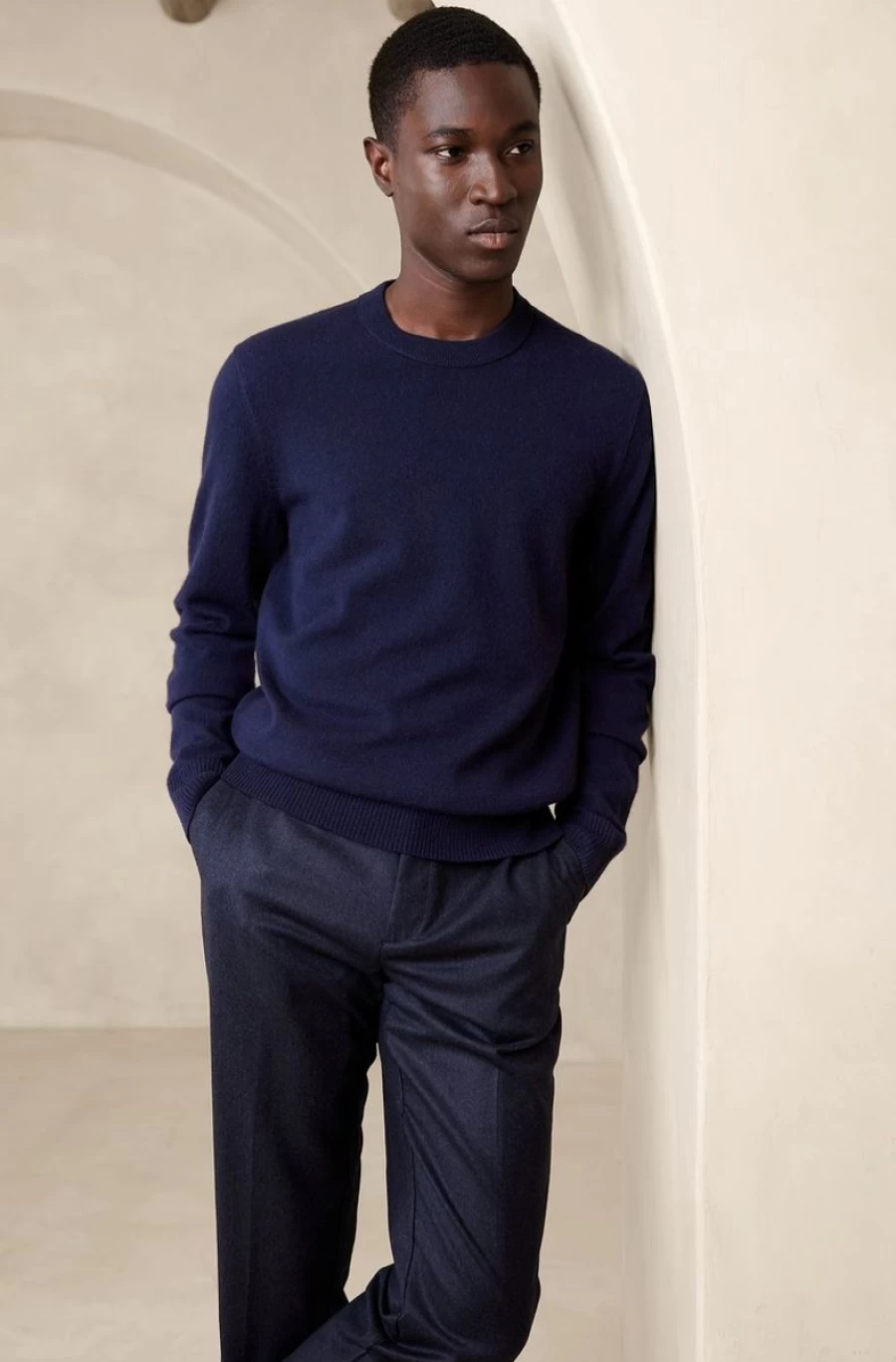 BANANA REPUBLIC Men's Alta Cashmere Crewneck Sweater - Soft 100% Cashmere Knit Pullover