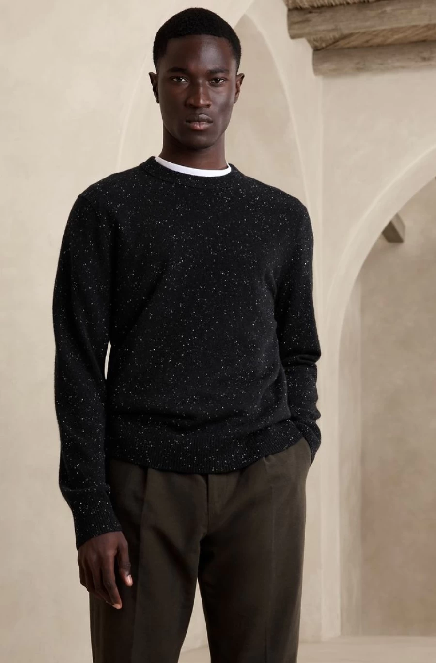 BANANA REPUBLIC Men's Alta Cashmere Crewneck Sweater - Soft 100% Cashmere Knit Pullover