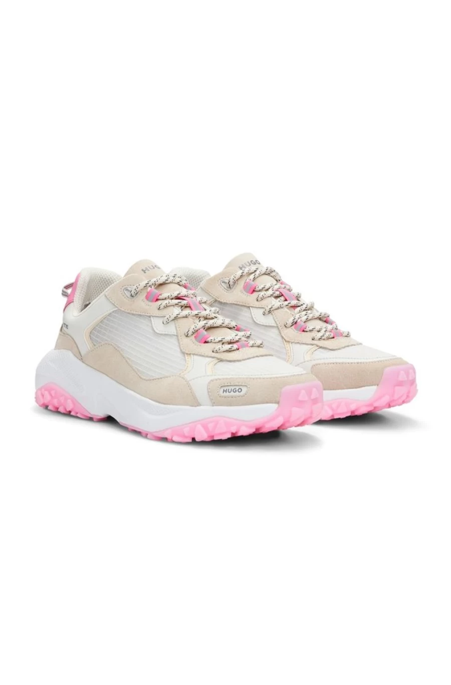 "HUGO BOSS Women's Mixed-Material Trainers - Contrast Detail Sneakers"