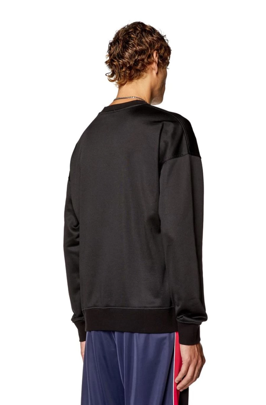 DIESEL Men's Black Sweatshirt with Embossed Oval D Logo - Premium Cotton Pullover