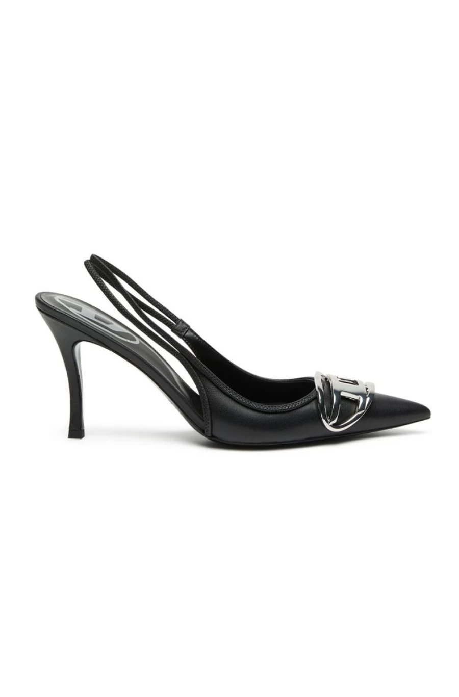 DIESEL Women's Black Nappa Leather Slingback Pumps