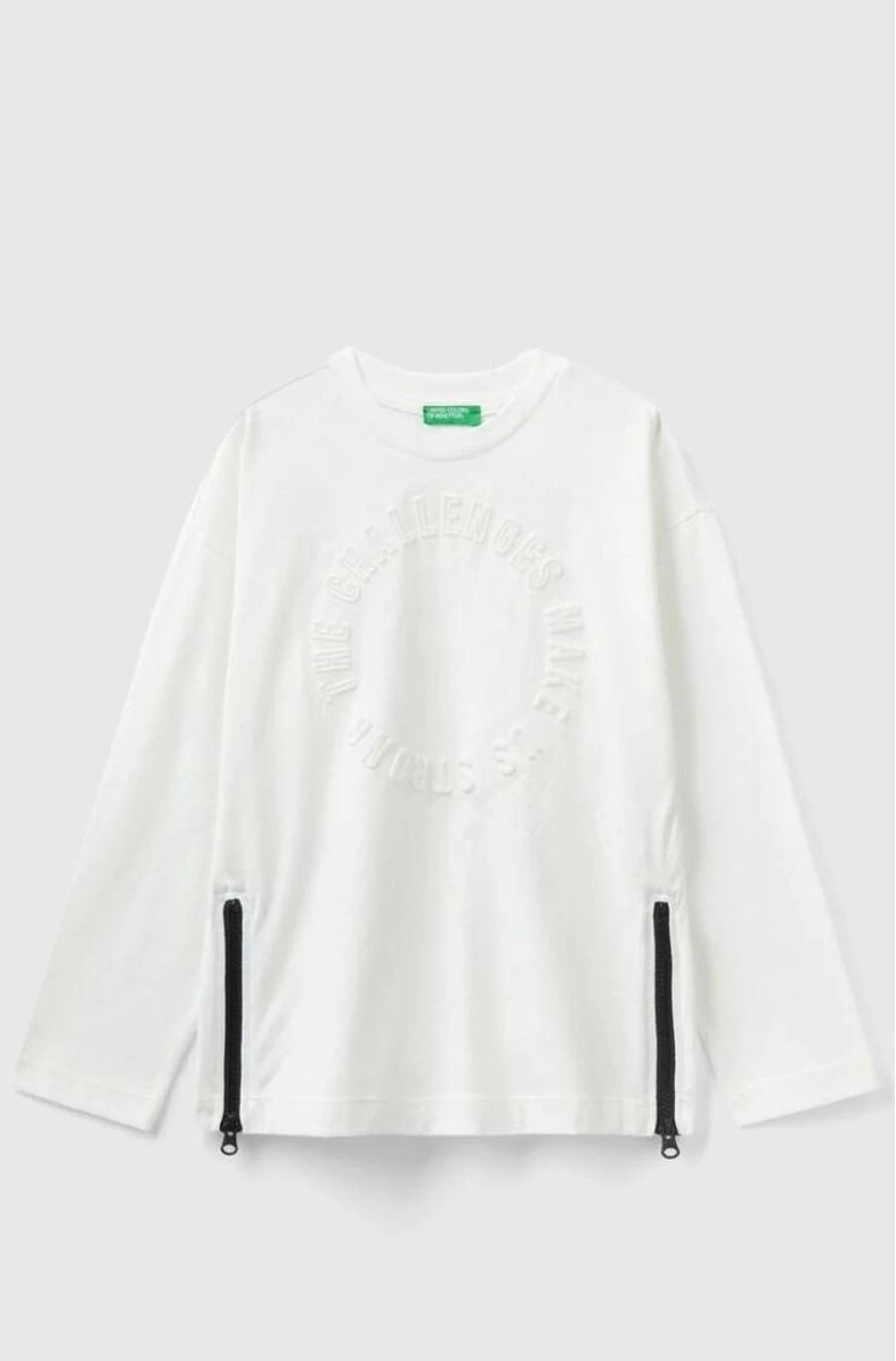 Benetton Boys' Cotton-Blend Logo Long-Sleeve T-Shirt