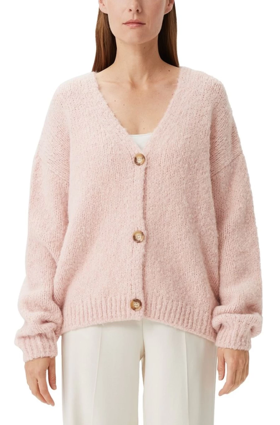 "COMMA Women's Pink Alpaca Blend Cardigan Soft Cozy Knit Sweater"