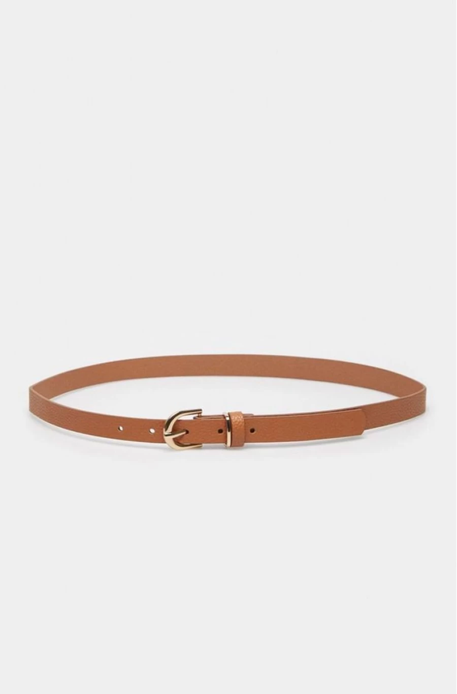 "SPRINGFIELD Women's Brown Textured Leather Belt With Gold Buckle"
