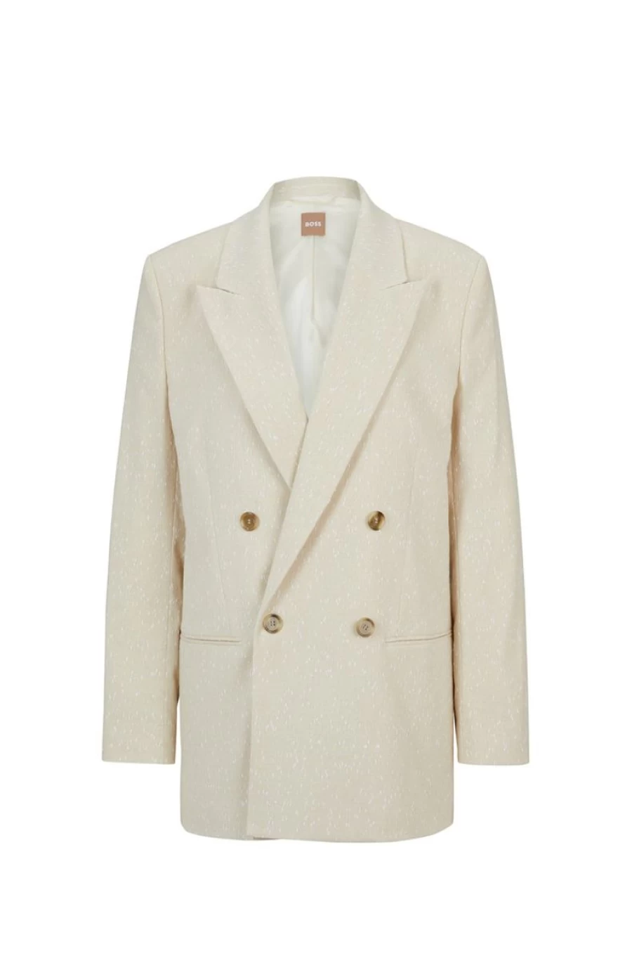 "HUGO BOSS Women's Patterned Relaxed Fit Double-Breasted Blazer"