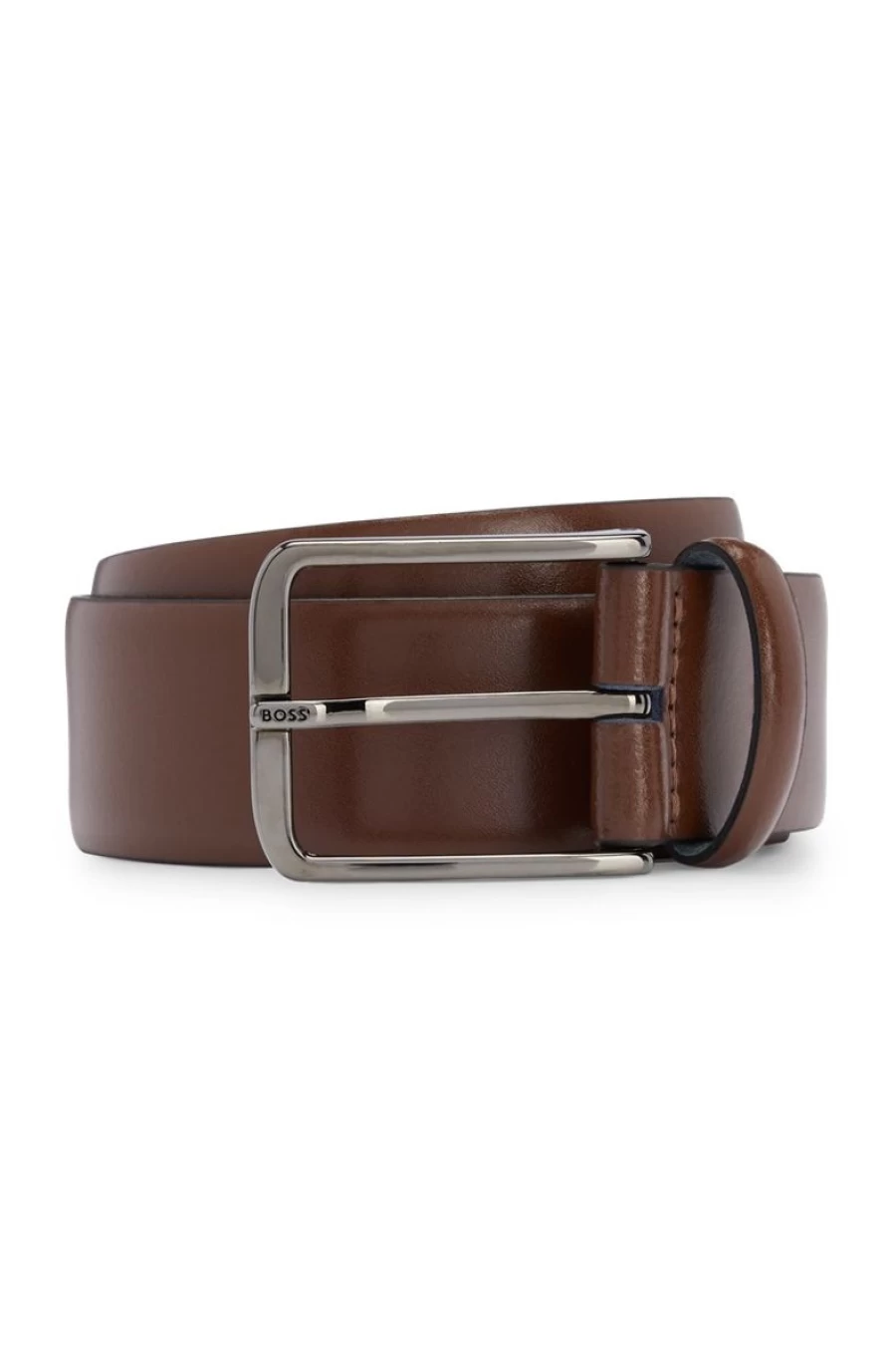 "HUGO BOSS Men's Italian Leather Belt with Logo Pin Buckle"