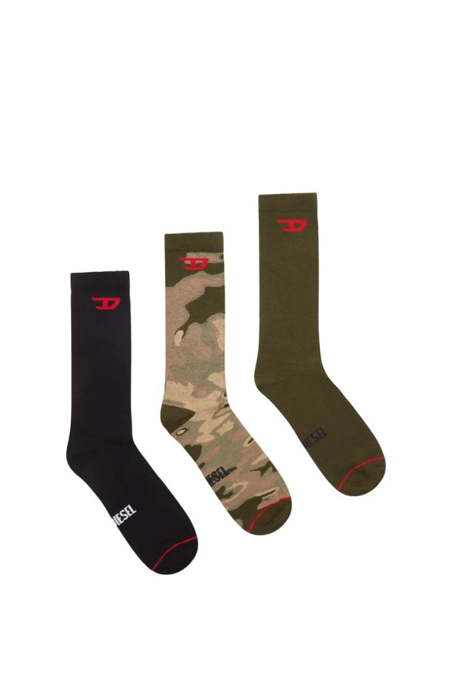 DIESEL Men's Three-Pack Logo Socks - Premium Cotton Crew Socks for Everyday Wear
