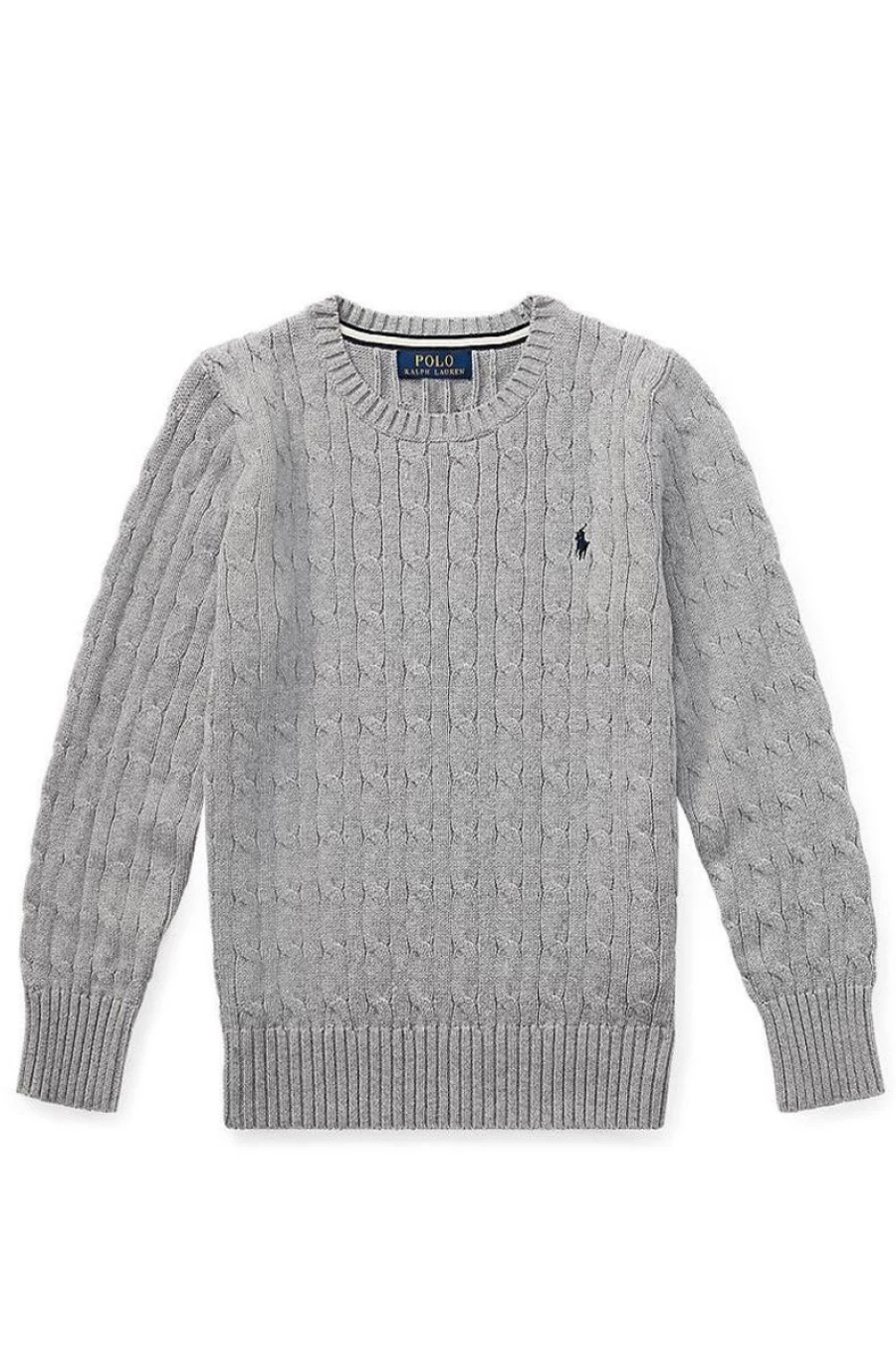 RALPH LAUREN Boys' Cable-Knit Cotton Sweater - Soft Classic Knit Pullover for Kids