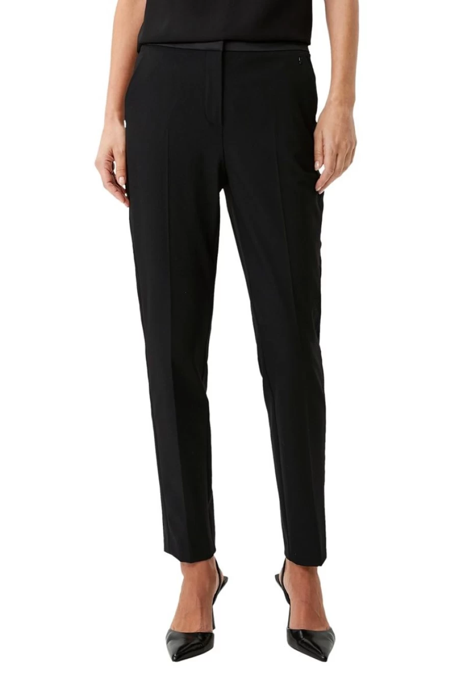 "COMMA Women's Slim Fit Trousers with Stylish Contrast Inserts for a Modern Look"
