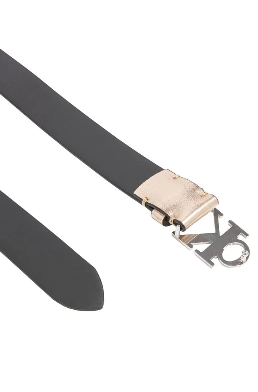 Women's CALVIN KLEIN Gold Metallic Buckle Belt - CK Logo Dress Strap