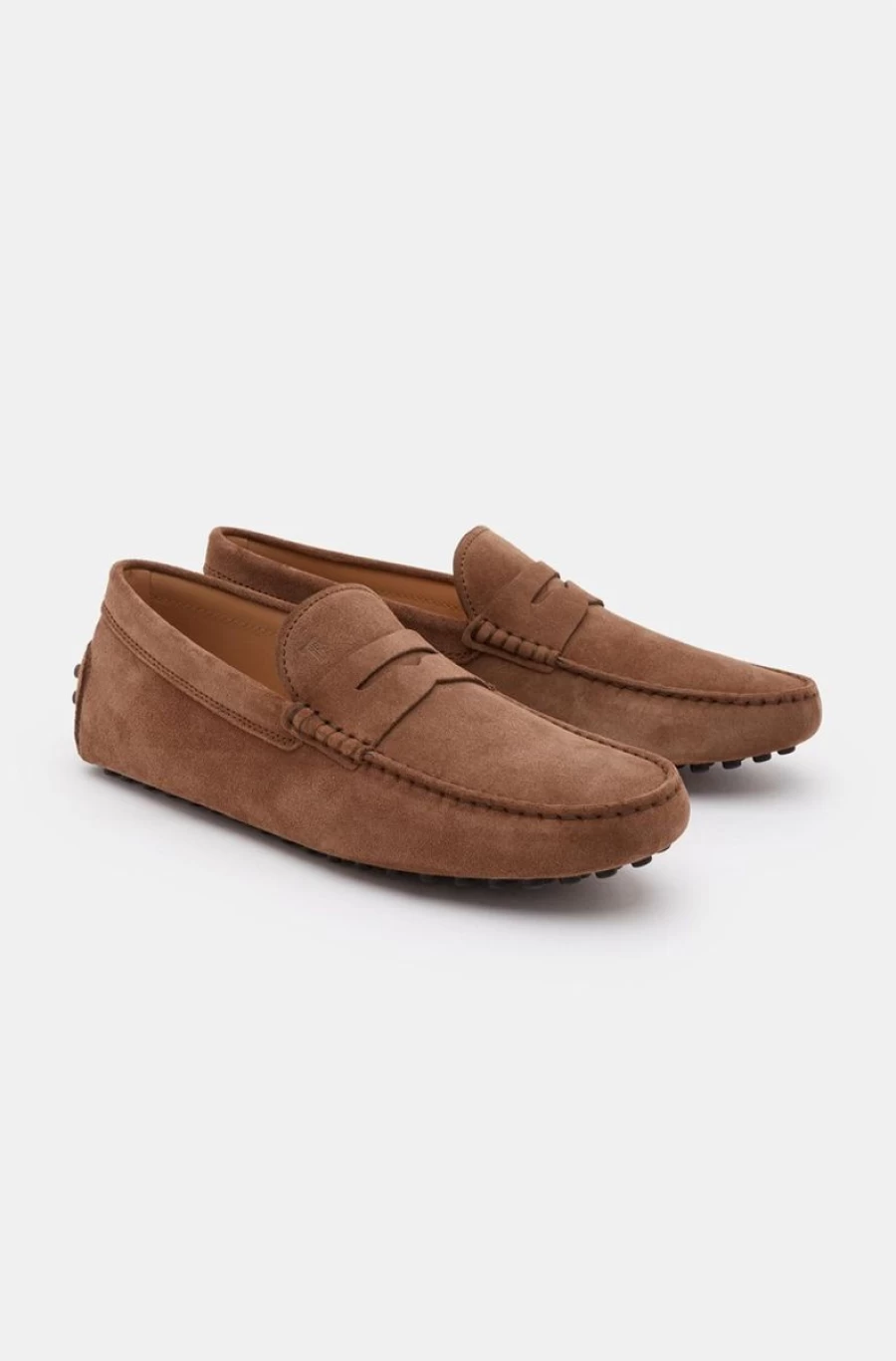 TOD'S Men's Brown Gommino Bubble Suede Driving Loafers