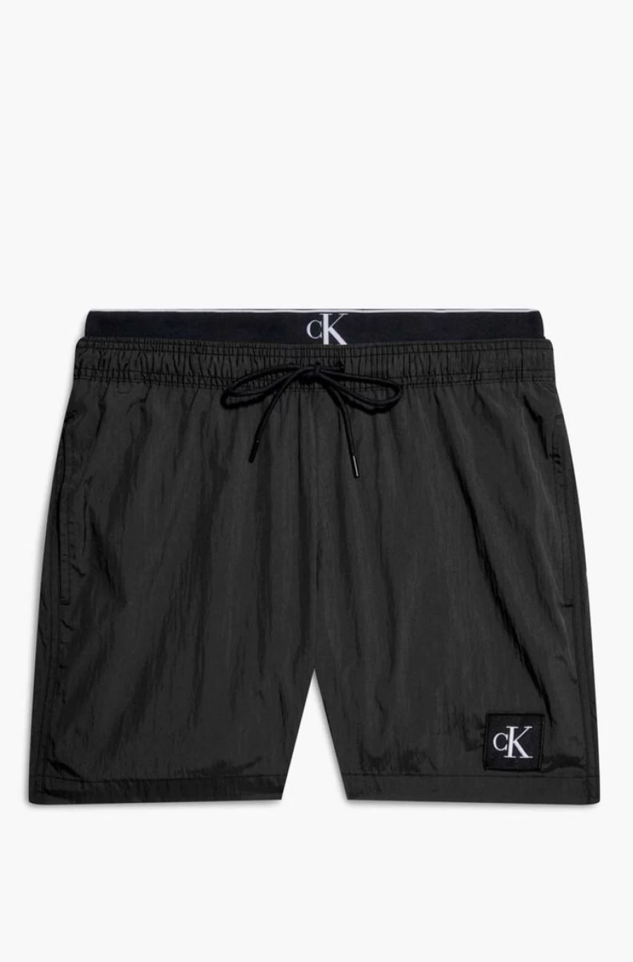 CALVIN KLEIN Men's Double Waistband Nylon Swim Shorts - Quick Dry Beach Shorts for Men