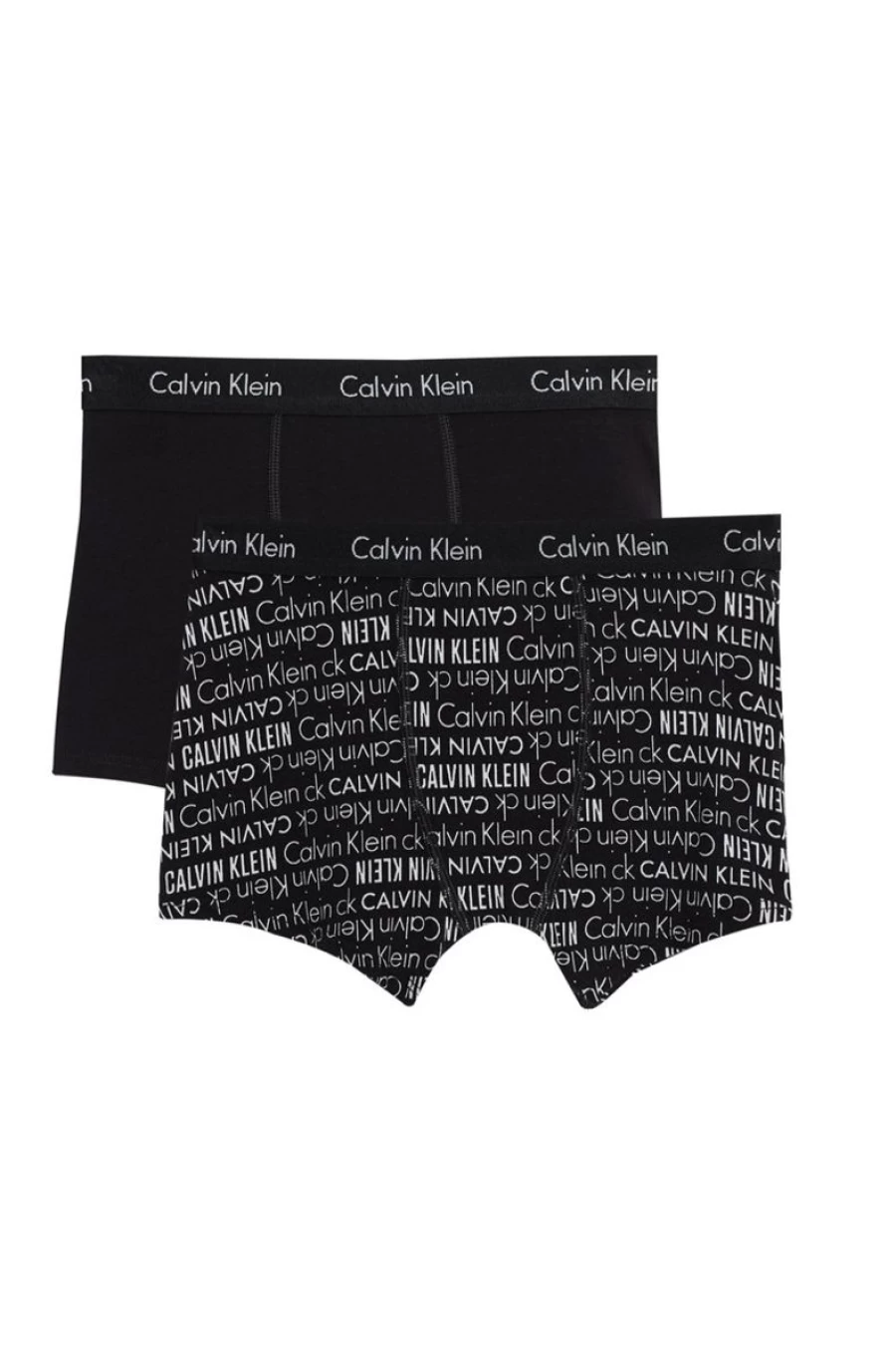 2 Pack Calvin Klein Boys Logomania Trunks - Black Underwear for Boys