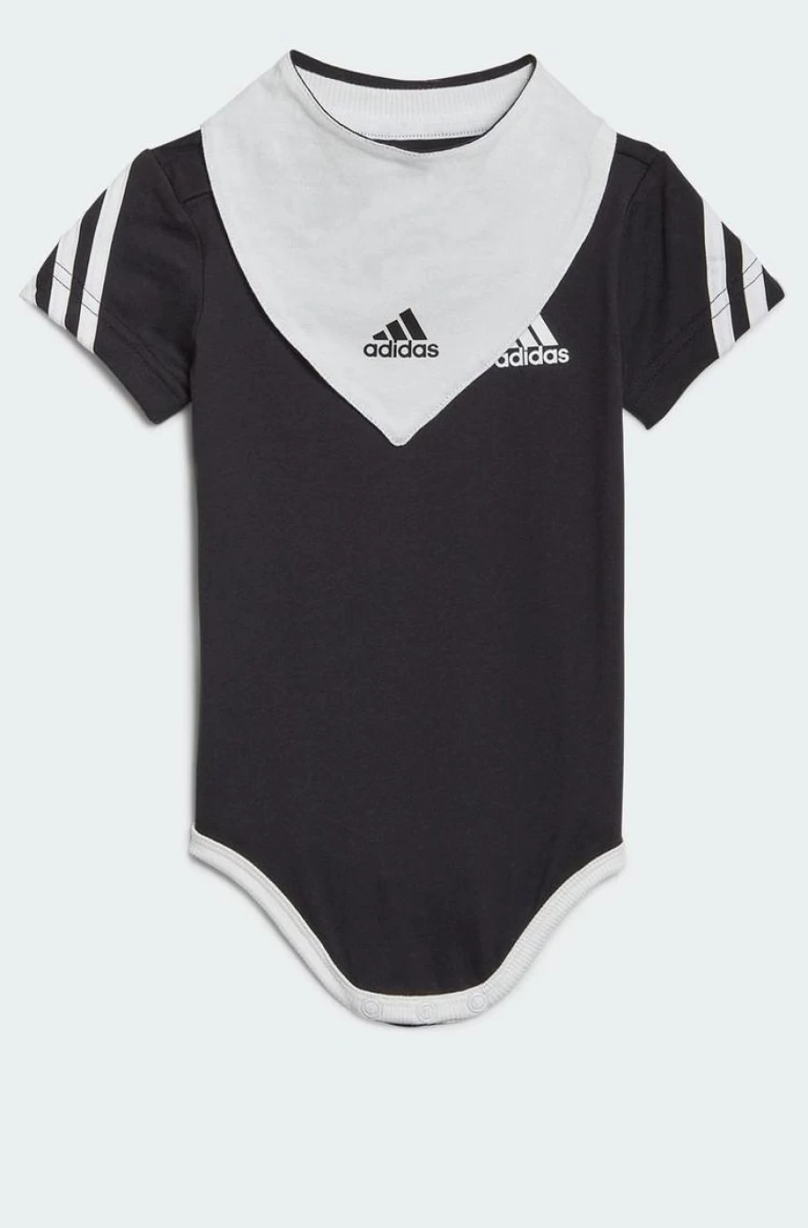 Adidas Boys' 3-Stripes Multi-Color Onesie with Bib - Black & White Unisex Romper