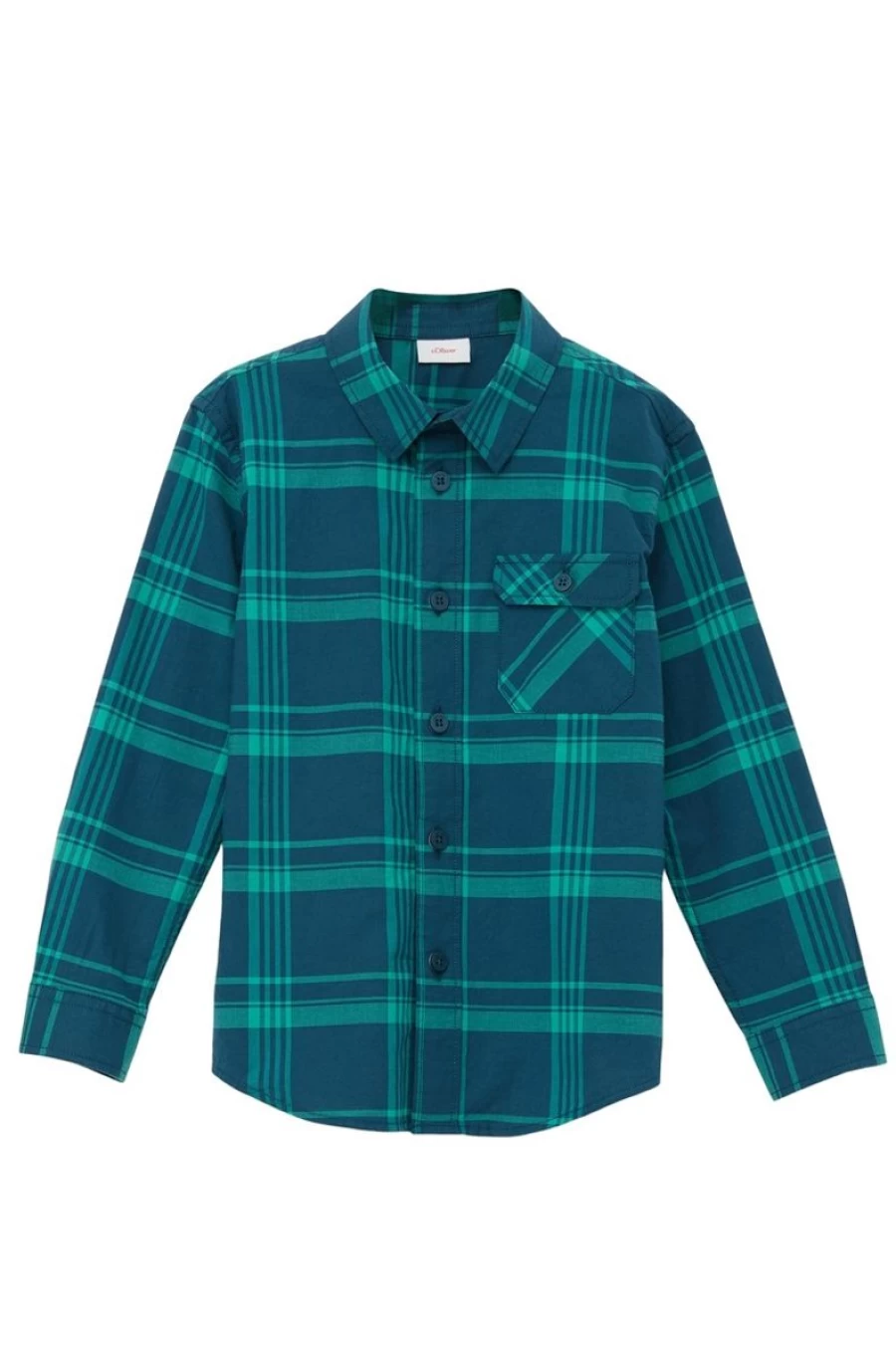 S.OLIVER Boys' Blue Check Shirt with Patch Pocket - Casual Stylish Top