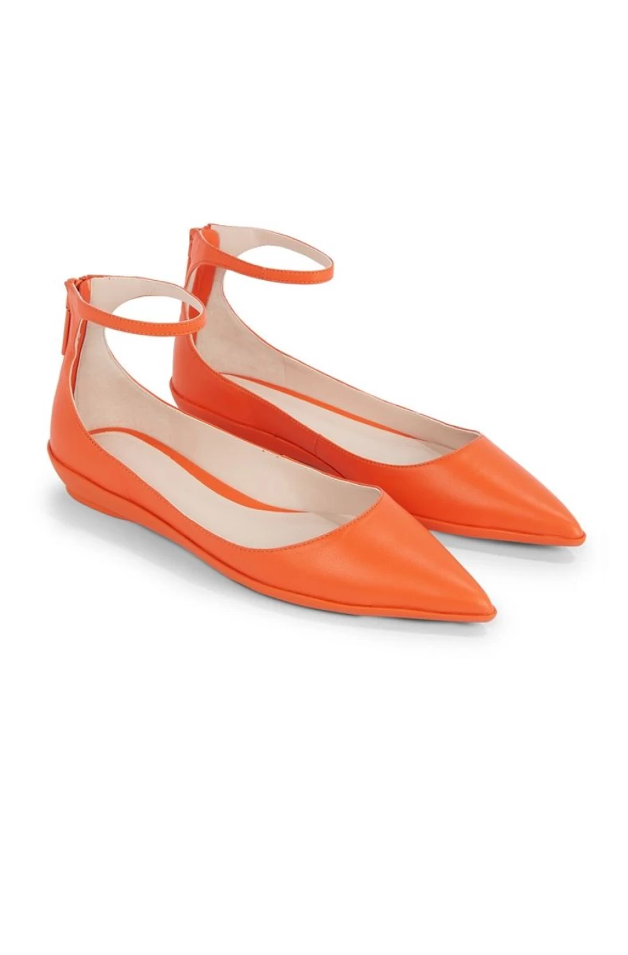 CALVIN KLEIN Women's Orange Leather Ballerina Flats