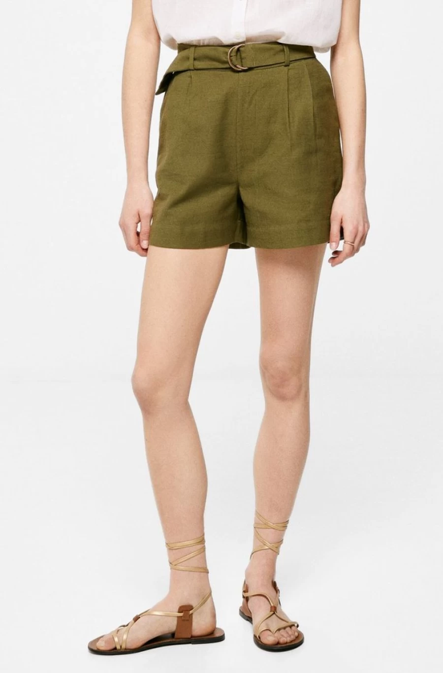 "SPRINGFIELD Women's Cotton Bermuda Shorts with Belt - Comfortable Summer Casual Wear"
