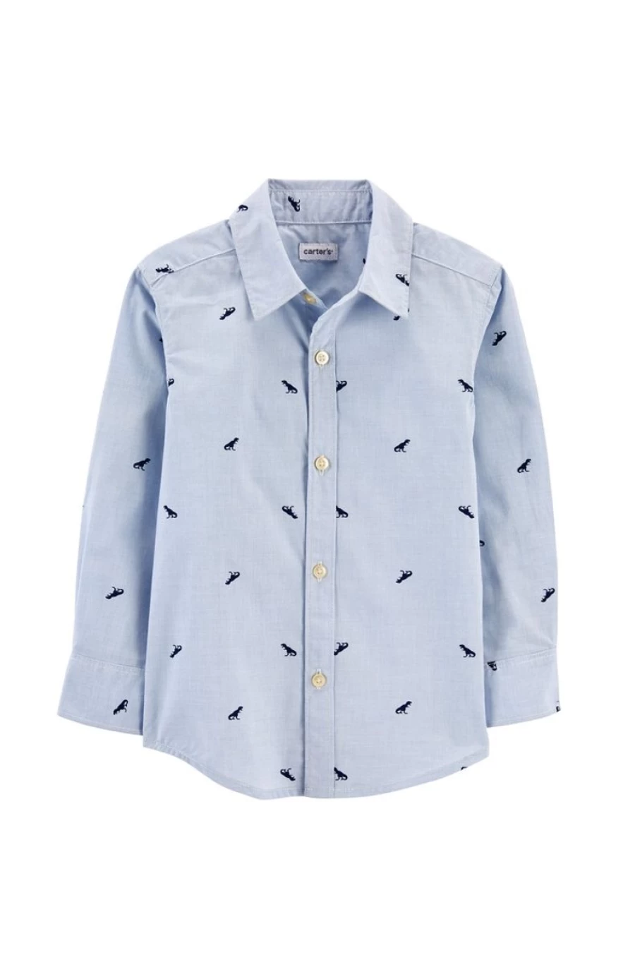 CARTER'S Boys Blue Long-Sleeve Button-Front Shirt for Toddlers