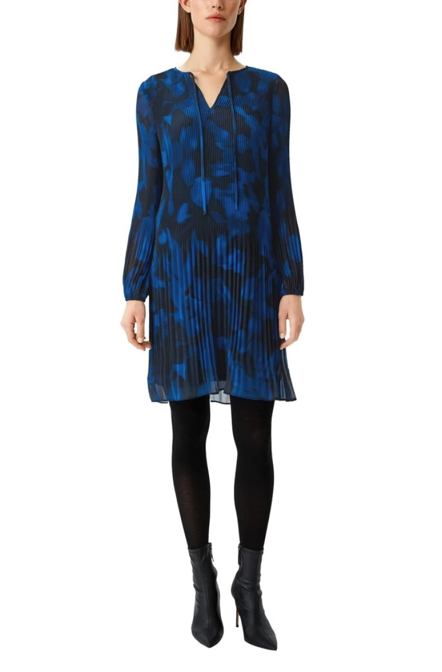 COMMA Women's Black Chiffon Pleated Dress - Elegant Flowy Style