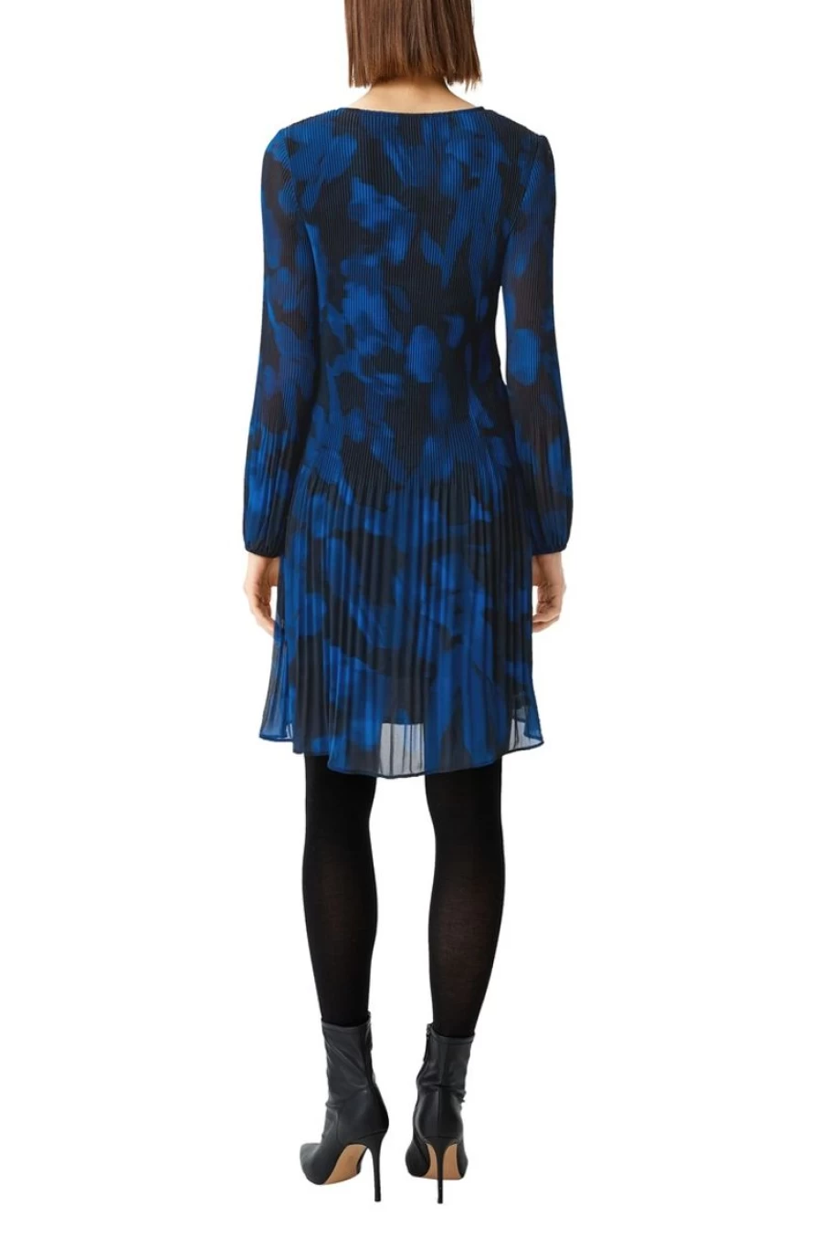 COMMA Women's Black Chiffon Pleated Dress - Elegant Flowy Style