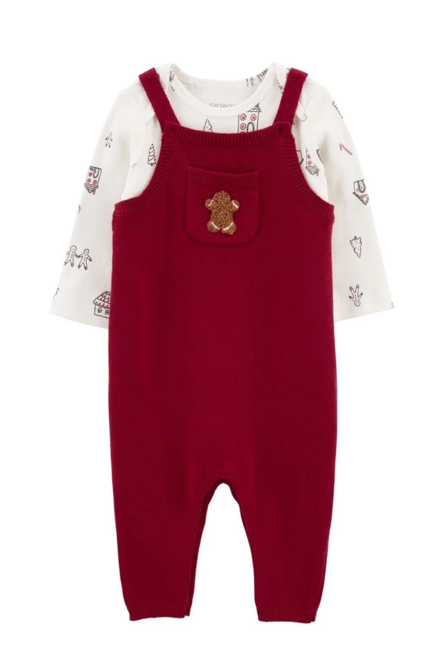 Carter's Baby Boys 2-Piece Christmas Outfit - Long-Sleeve Tee & Overall Set