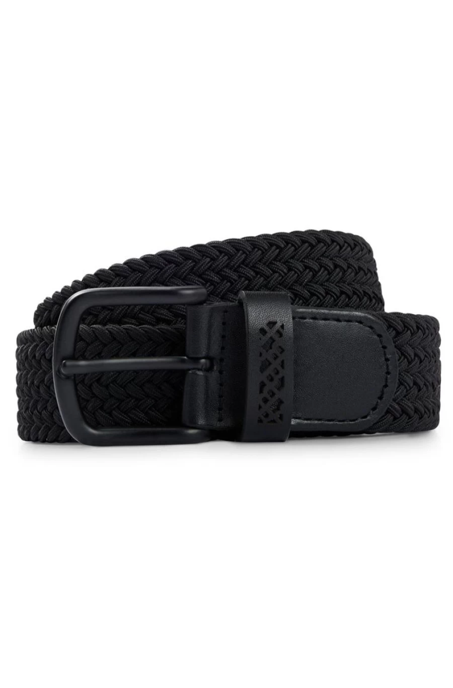 HUGO BOSS Men's Leather-Trimmed Woven Belt for Stylish Casual Wear