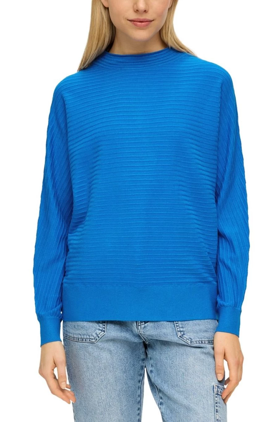 S.OLIVER Women's Blue Striped Batwing Sleeve Knit Jumper