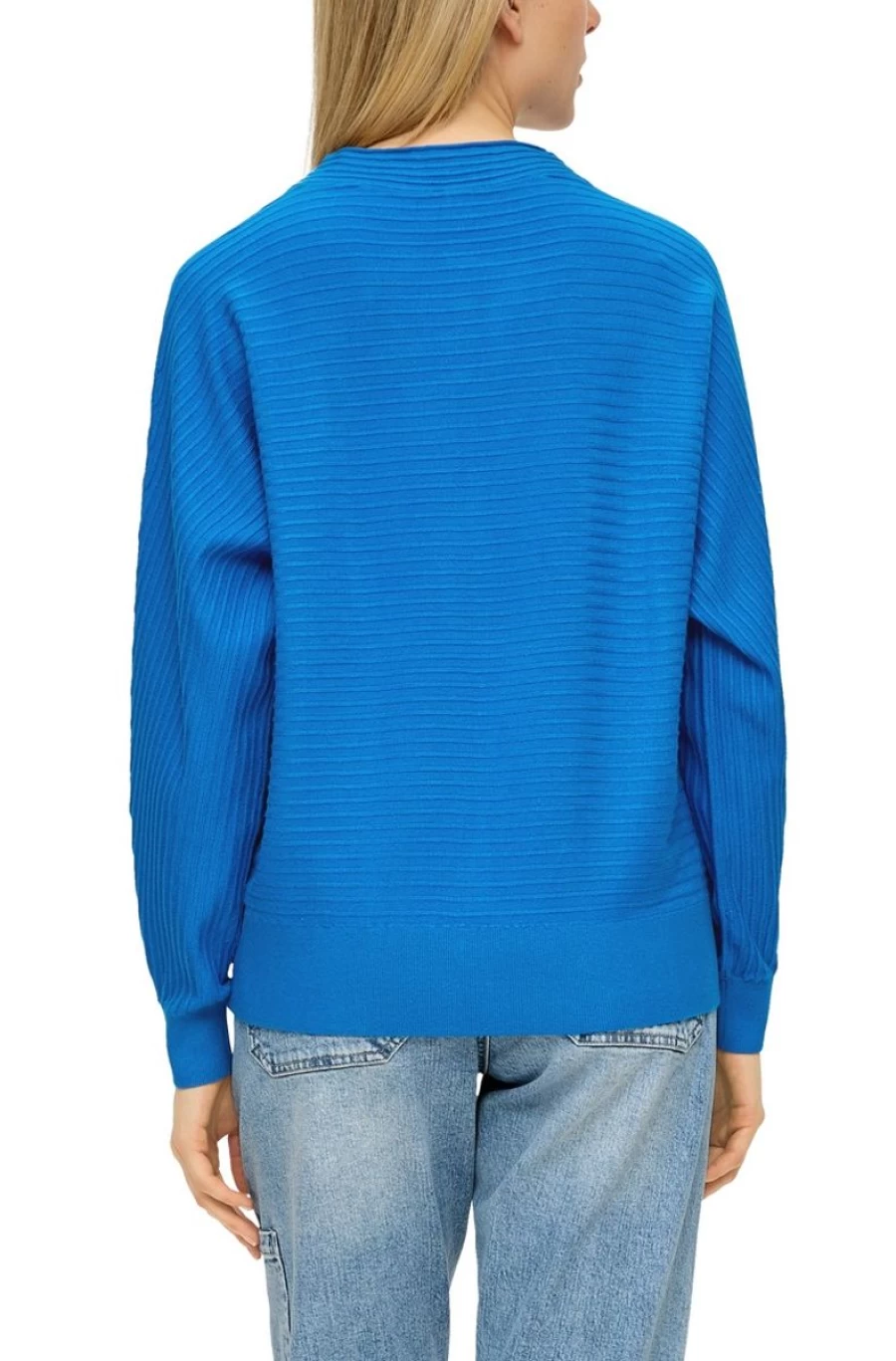 S.OLIVER Women's Blue Striped Batwing Sleeve Knit Jumper