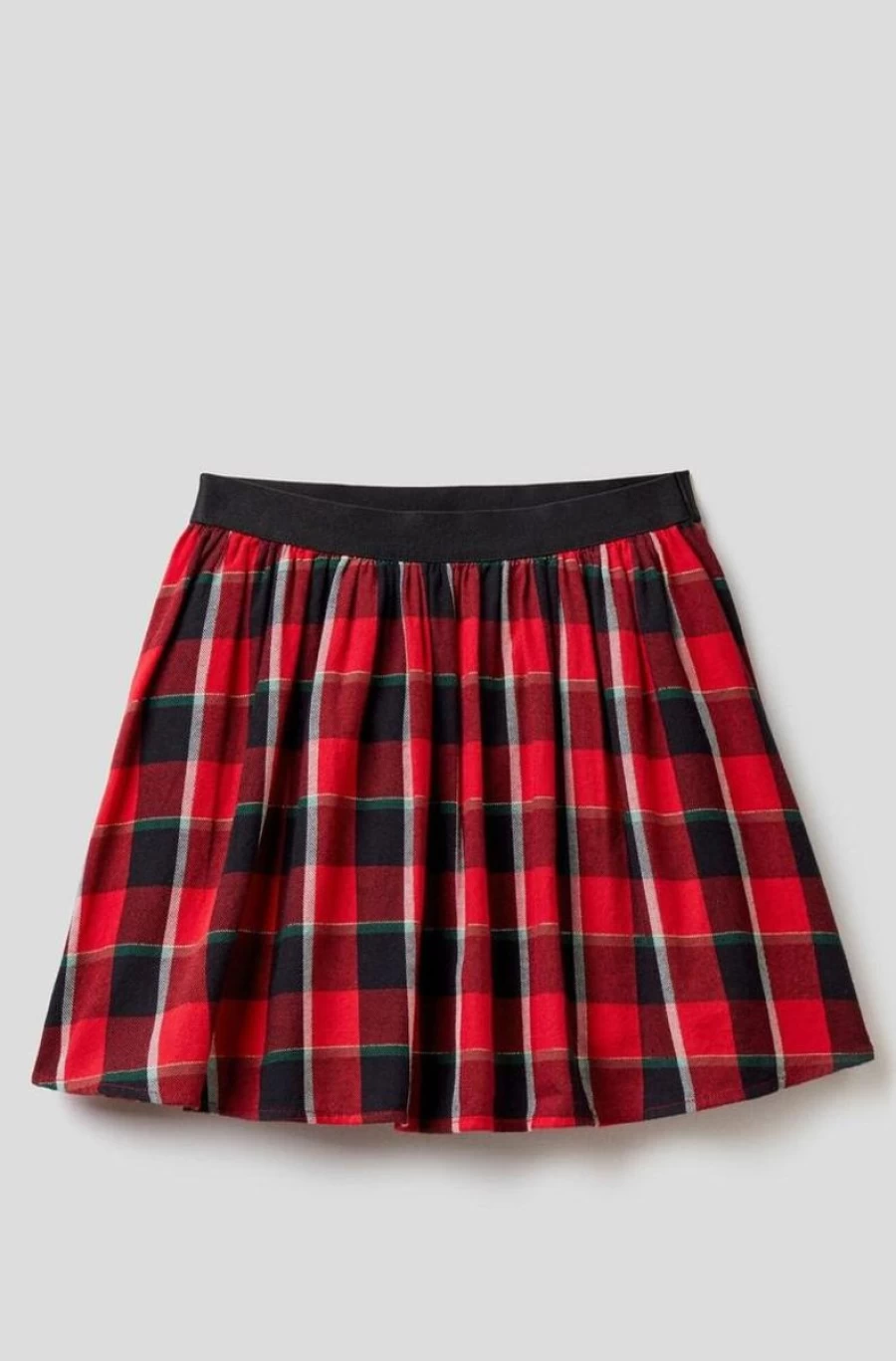 Benetton Red Flannel Tartan Skirt for Girls - Classic Plaid Design