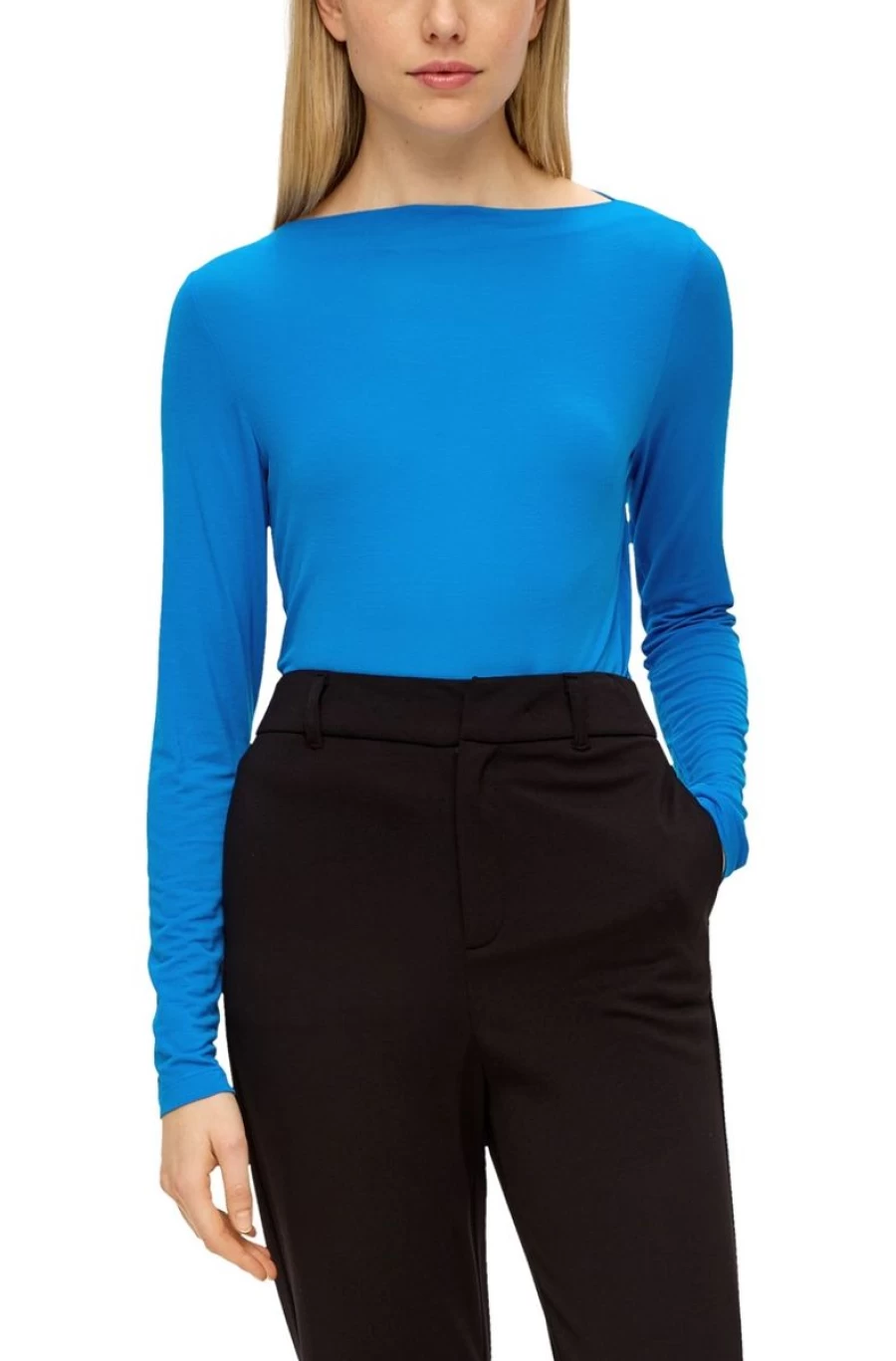 S.OLIVER Women's Blue Lyocell Blend Long Sleeve Top