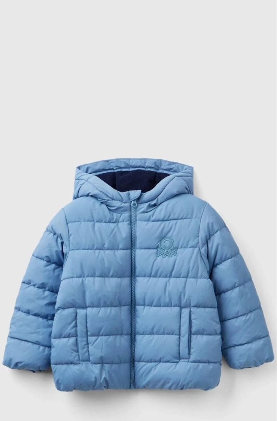 Benetton Boys' Red Hooded Puffer Jacket with Logo - Warm Winter Coat