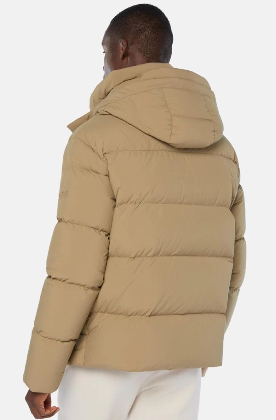 BOGGI MILANO Men's Recycled Nylon Bomber Jacket with Goose Down Insulation