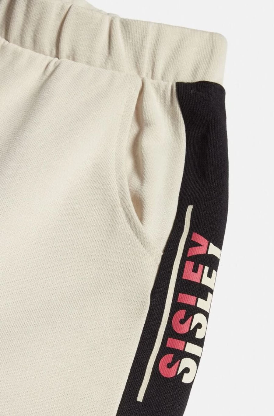 "SISLEY Girls' Cotton Shorts with Embroidered Logo Band - Comfortable & Stylish"