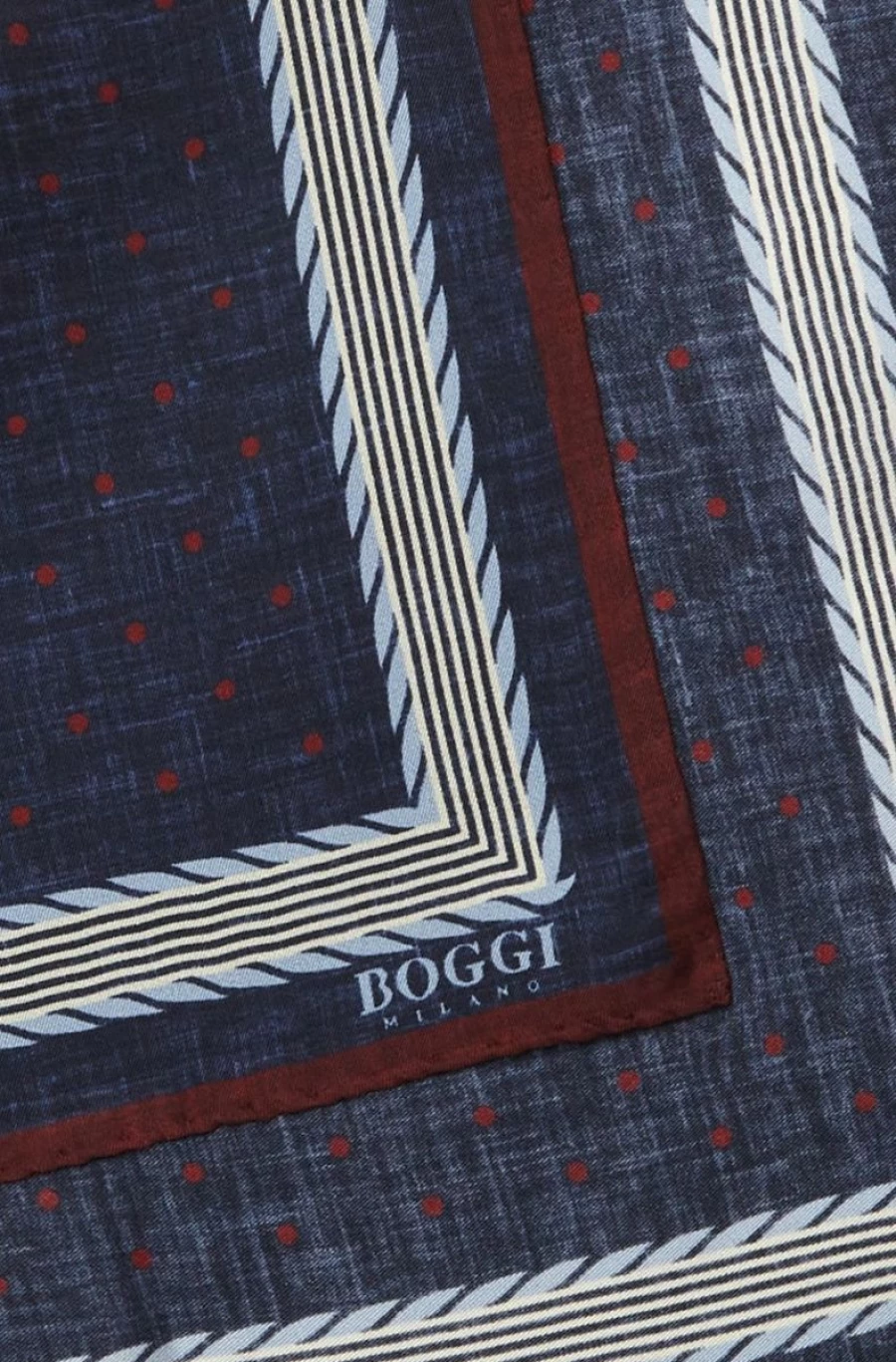 BOGGI MILANO Men's Polka Dot Silk Pocket Square for Formal Wear
