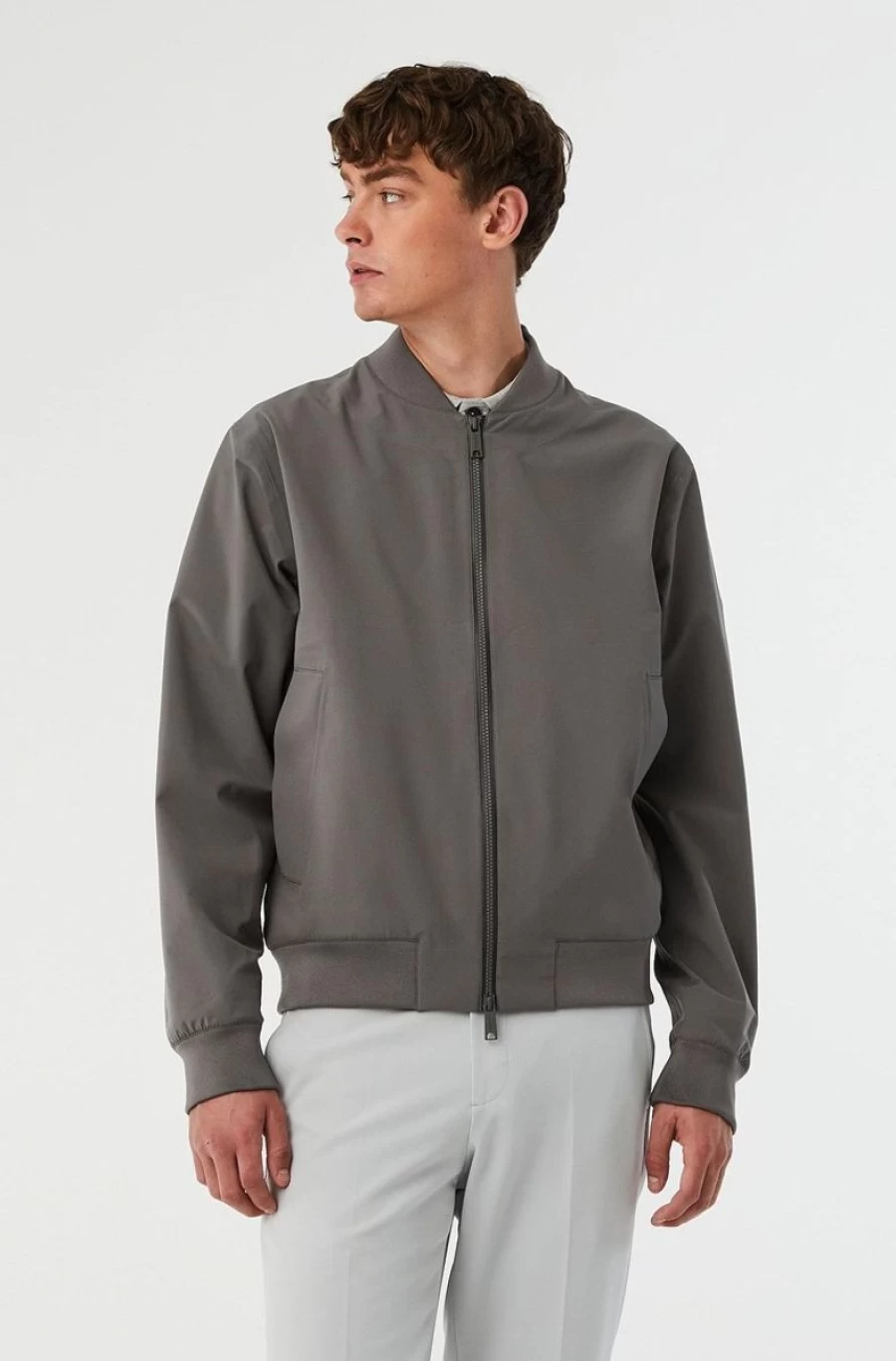 ALPHATAURI Men's Gray Bomber Jacket - Water-Repellent Windbreaker for Outdoor Protection