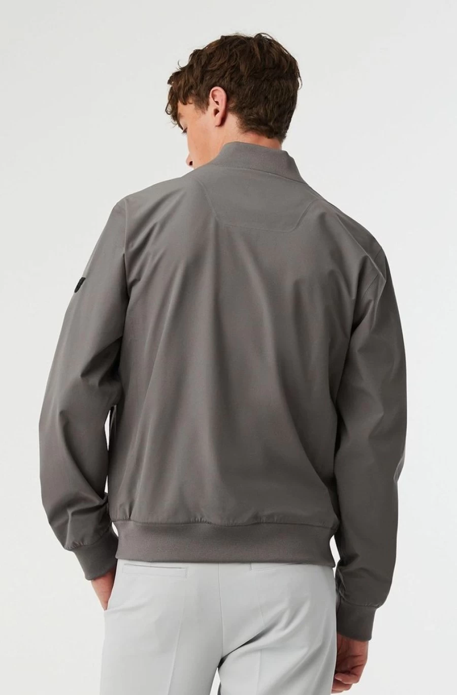 ALPHATAURI Men's Gray Bomber Jacket - Water-Repellent Windbreaker for Outdoor Protection