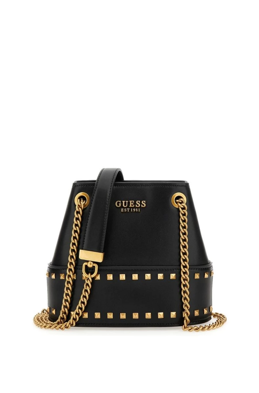 GUESS Women's Iseline Stud Mini Bucket Bag - Stylish Leather Crossbody Purse with Stud Details