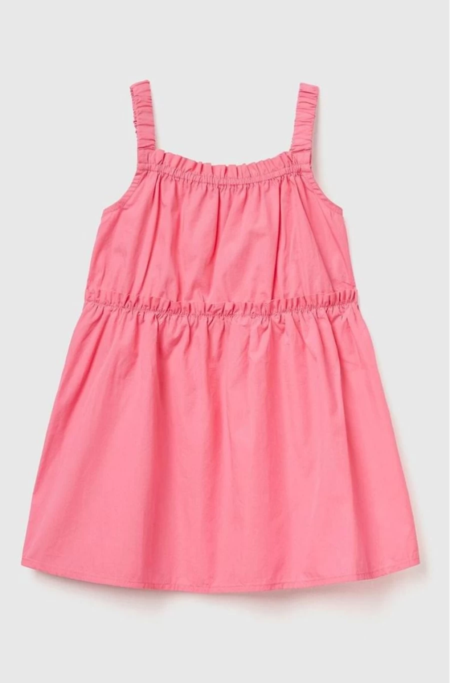 Benetton Girls' Cotton Dress with Gathered Shoulder Straps - Comfortable & Stylish