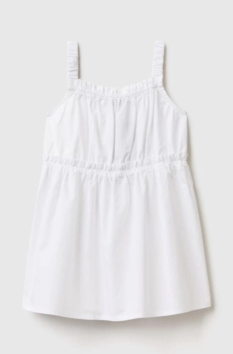 Benetton Girls' Cotton Dress with Gathered Shoulder Straps - Comfortable & Stylish